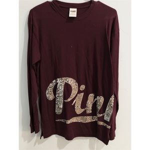 PINK Victoria’s Secret Maroon Long Sleeve Tee
